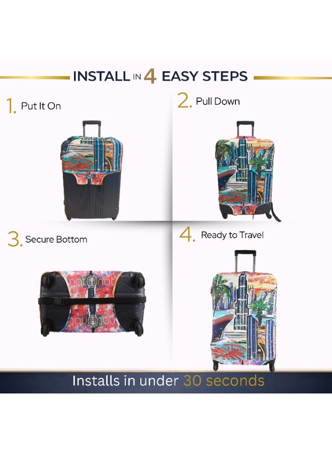 natOnat Travel Luggage Cover Protector - Suitcase Cover - Stretchy, Washable Spandex & Polyester - Protects Against Dirt & Scratches - Dubai Design - Fits 72-81 CM Height ( X Large ) - Image 5